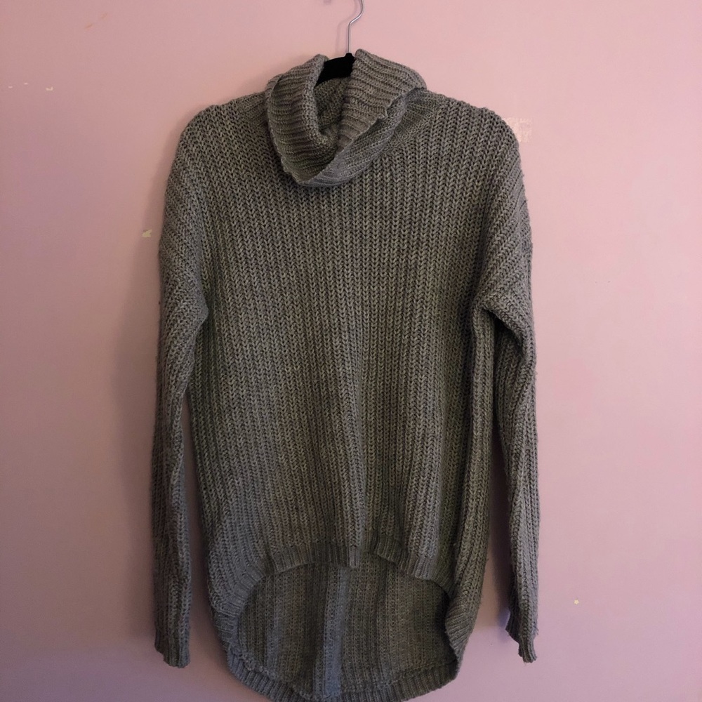 Long Gray Turtle Neck Sweater